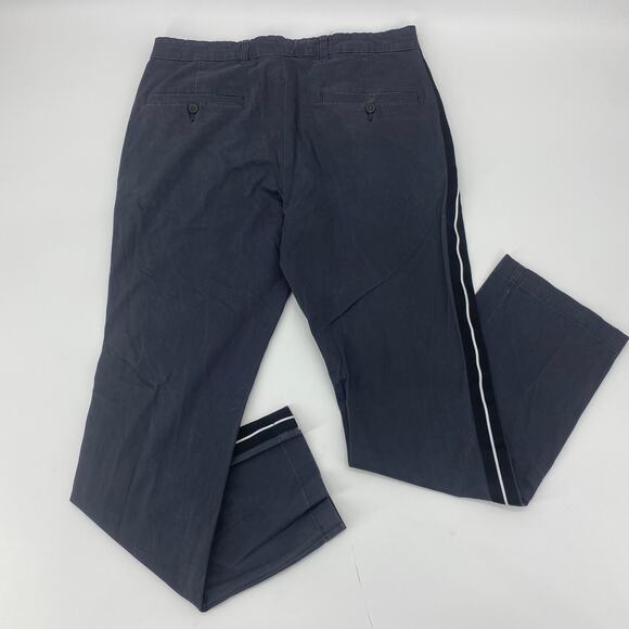 GEORGE Grey Contrast Ribbon Stretch Straight Leg Pants Mens Size 32 Casual - Picture 2 of 6